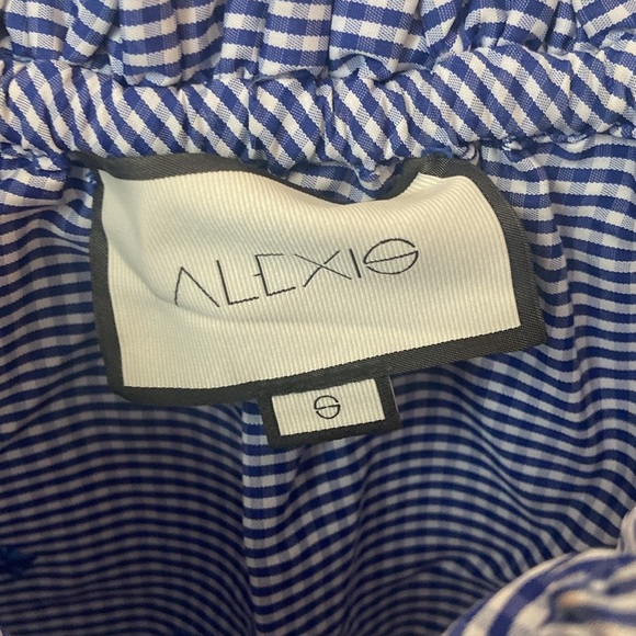 ALEXIS Blue/White Gingham Off Shoulder Embroidered Eilis Top - Picture 4 of 5